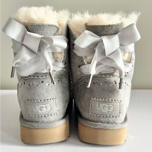 UGG Dixi Flora Light Gray Boots with Satin Bows